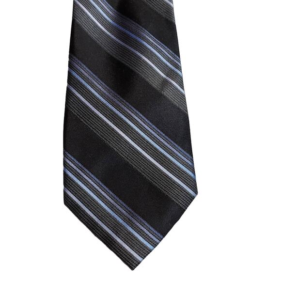 Merona Tie Men 61 x3 1/4 Wide Striped Black Purple Tie Gorpcore Work Office - Picture 1 of 5